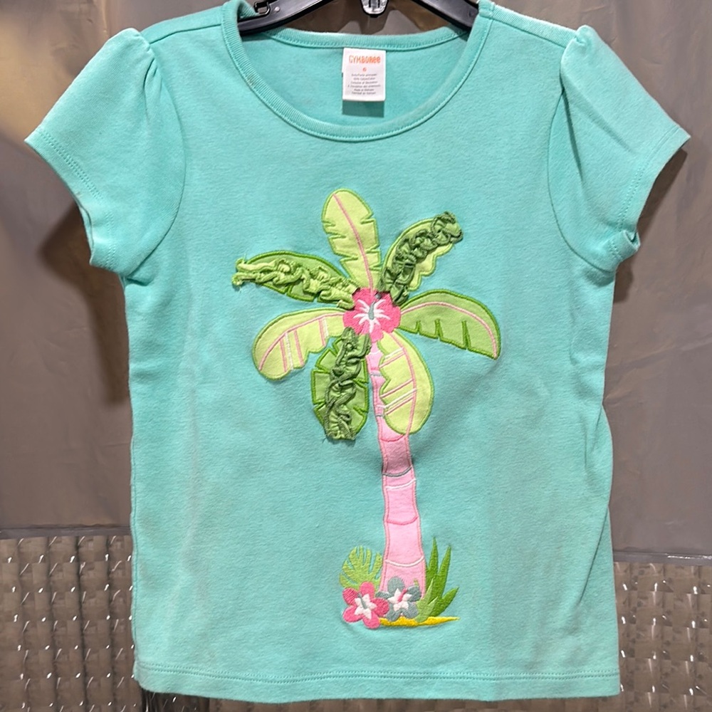 Gymboree Green Short Sleeve Tee with Palm Tree Design